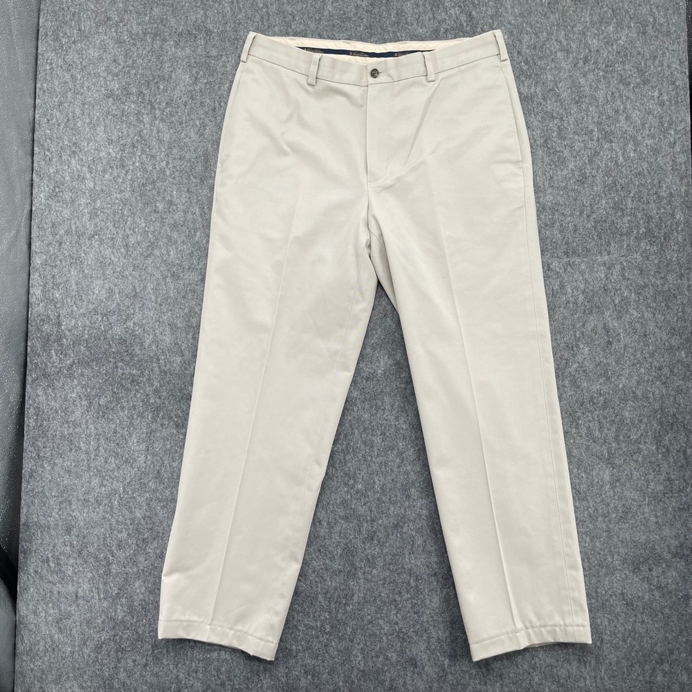 Brooks Brothers Panst Mens 35x32 Advantage Chino Clark Fit Beige Cotton